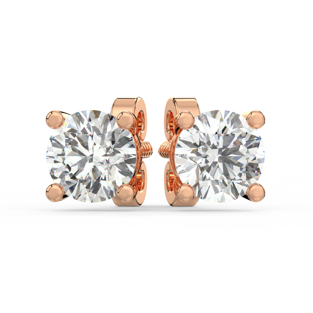 Solitaire Round Lab Grown Diamond Studs Earrings by Stefee