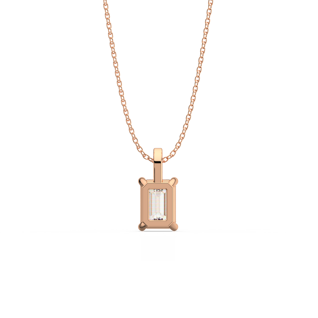 Solitaire Emerald Lab Grown Diamond Pendant by Stefee