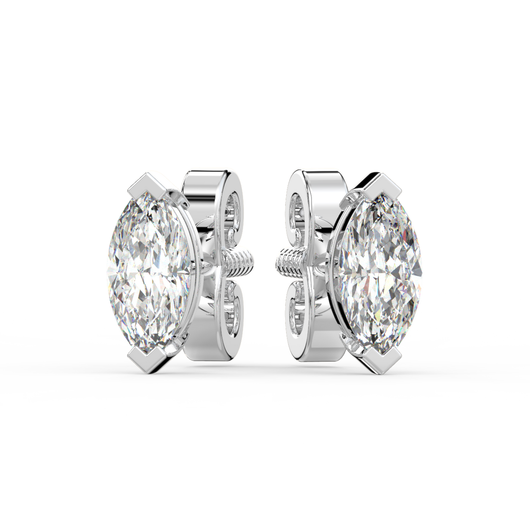 Solitaire Marquise Lab Grown Diamond Studs Earrings by Stefee