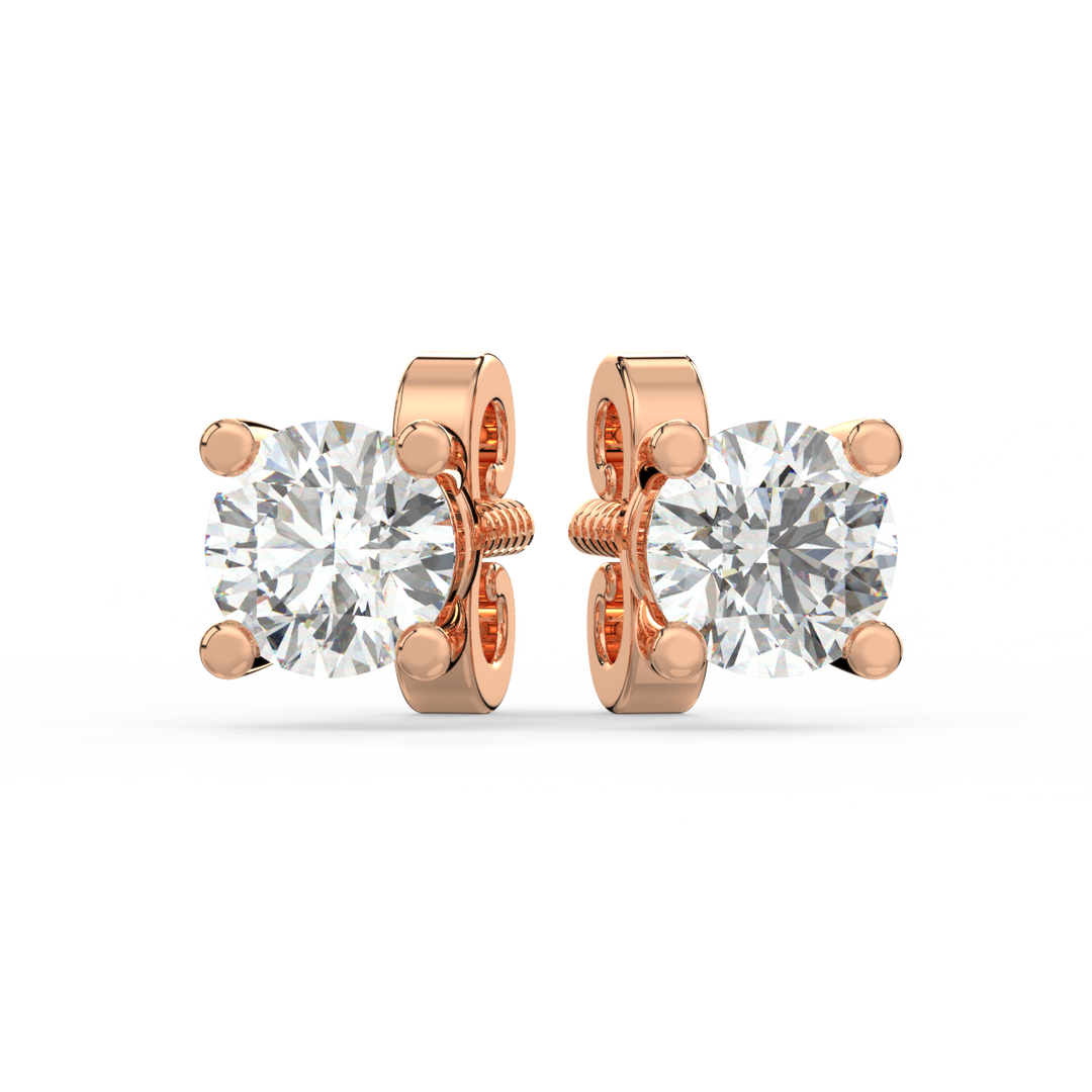 Solitaire Round Lab Grown Diamond Studs Earrings by Stefee