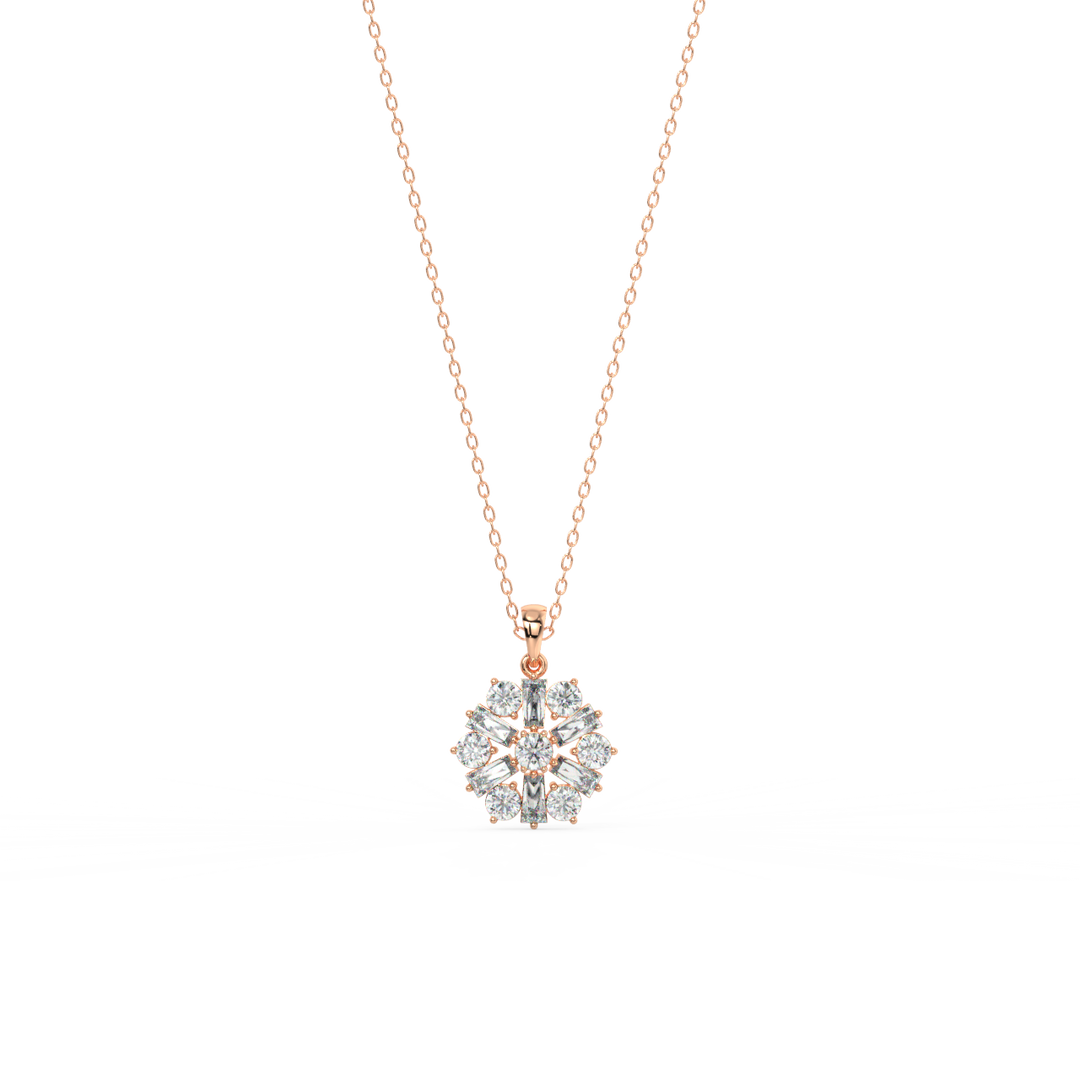 Radiant Flora Lab Grown Diamond  Pendant Set by Stefee Jewels