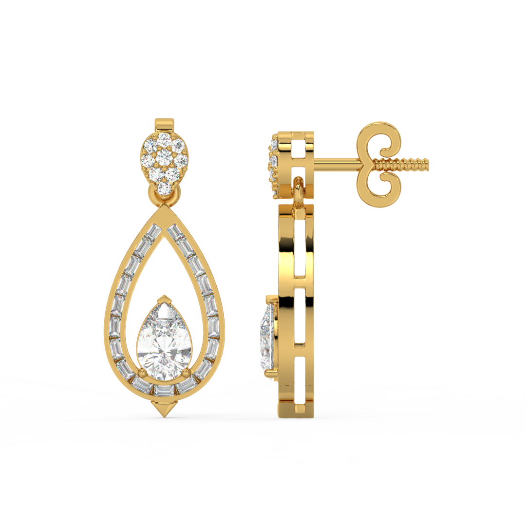 Subburst Pearl Lab Grown Diamond Drop Earrings by Stefee Jewels