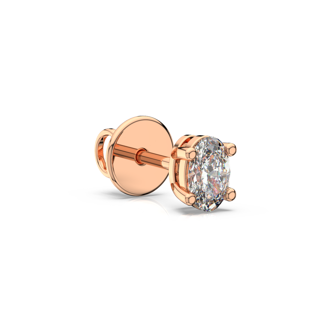 Solitaire Oval Lab Grown Diamond Studs Earrings by Stefee