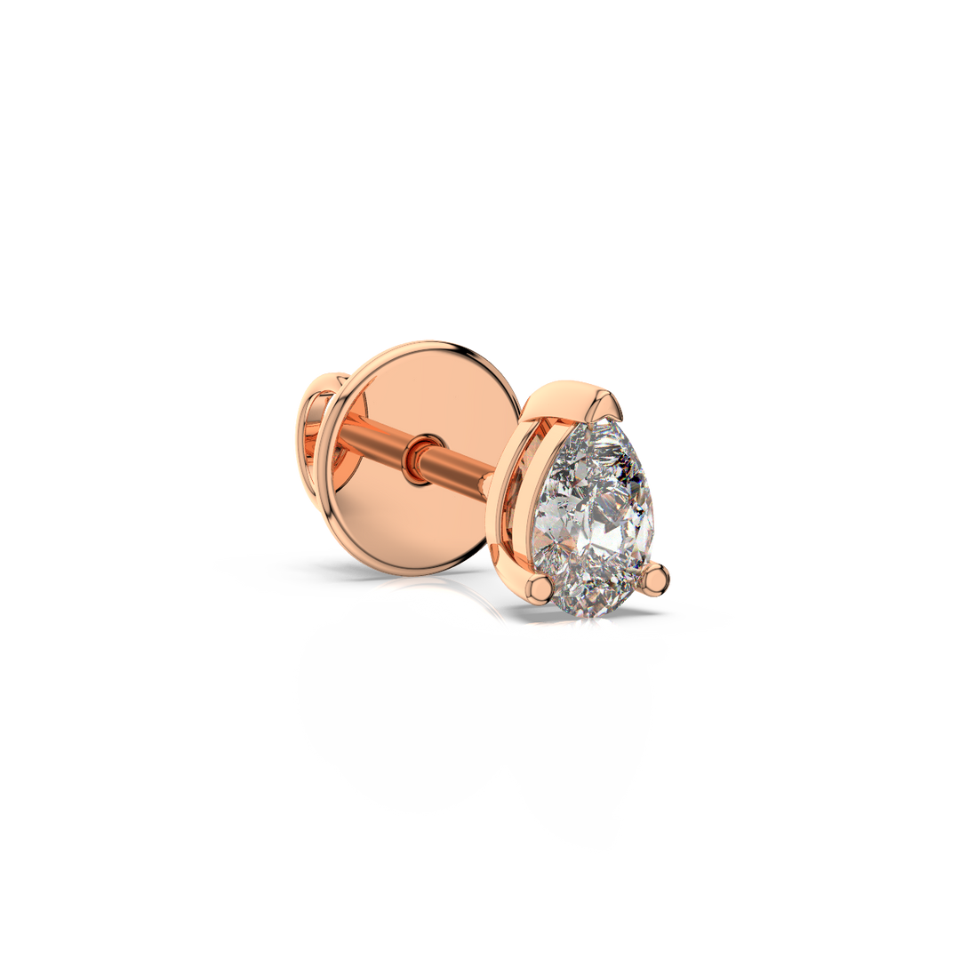 Solitaire Pear Lab Grown Diamond Studs Earrings by Stefee