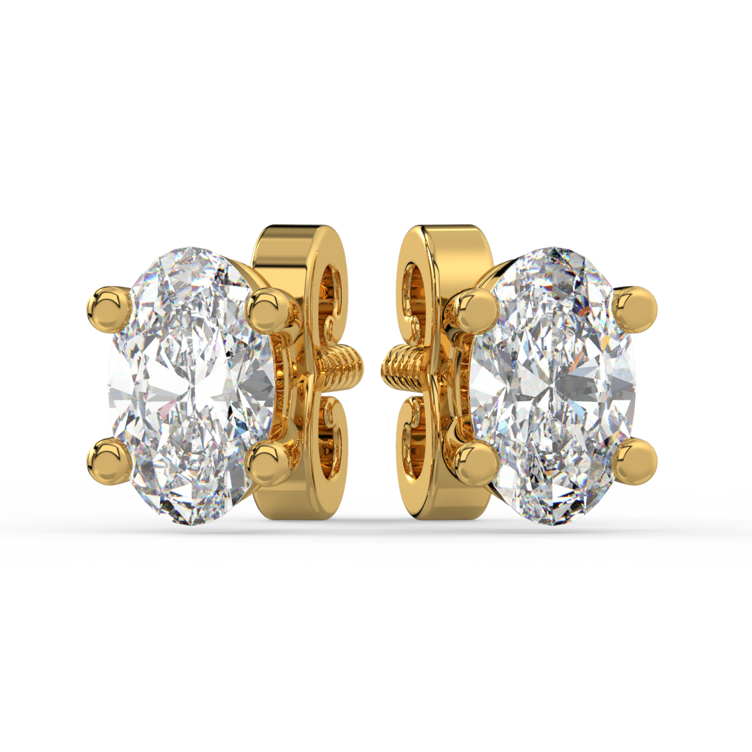 Solitaire Oval Lab Grown Diamond Studs Earrings by Stefee