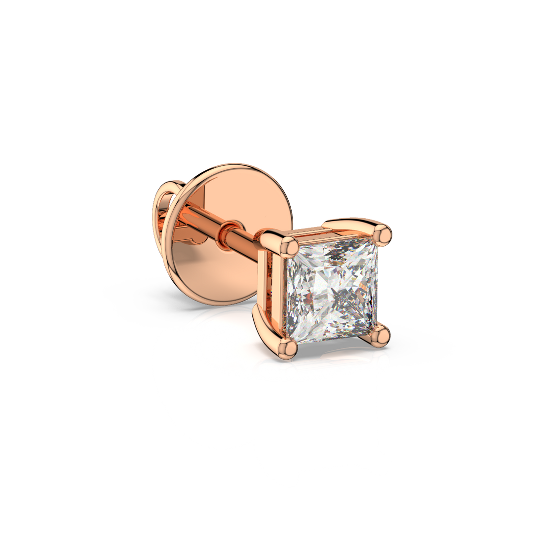Solitaire Princess Lab Grown Diamond Studs Earrings by Stefee