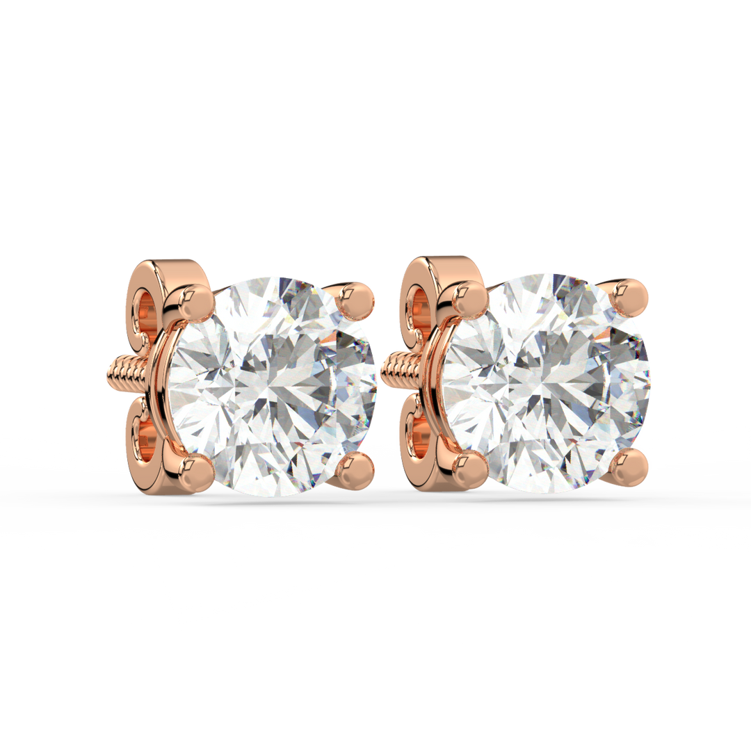 Solitaire Round Lab Grown Diamond Studs Earrings by Stefee