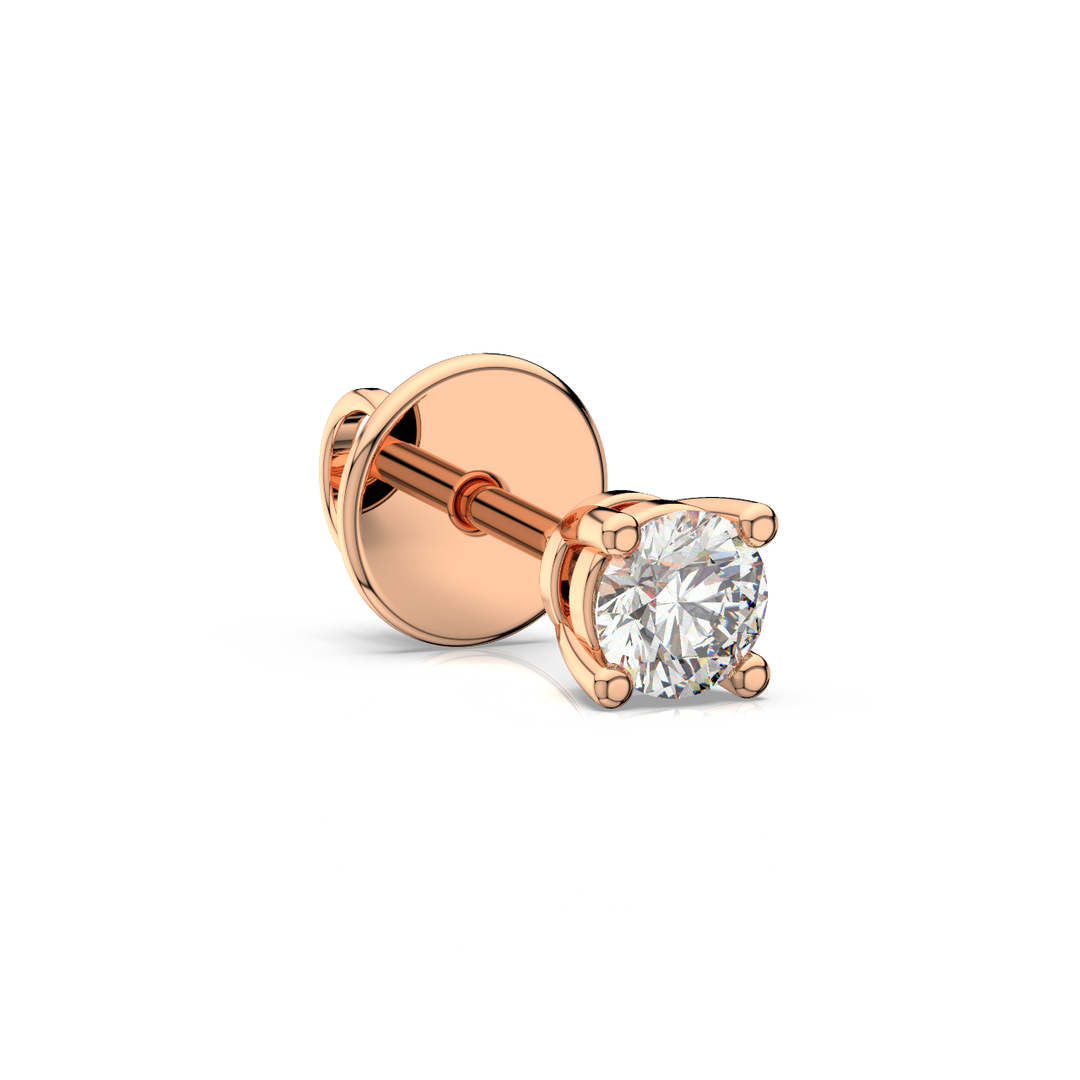 Solitaire Round Lab Grown Diamond Studs Earrings by Stefee