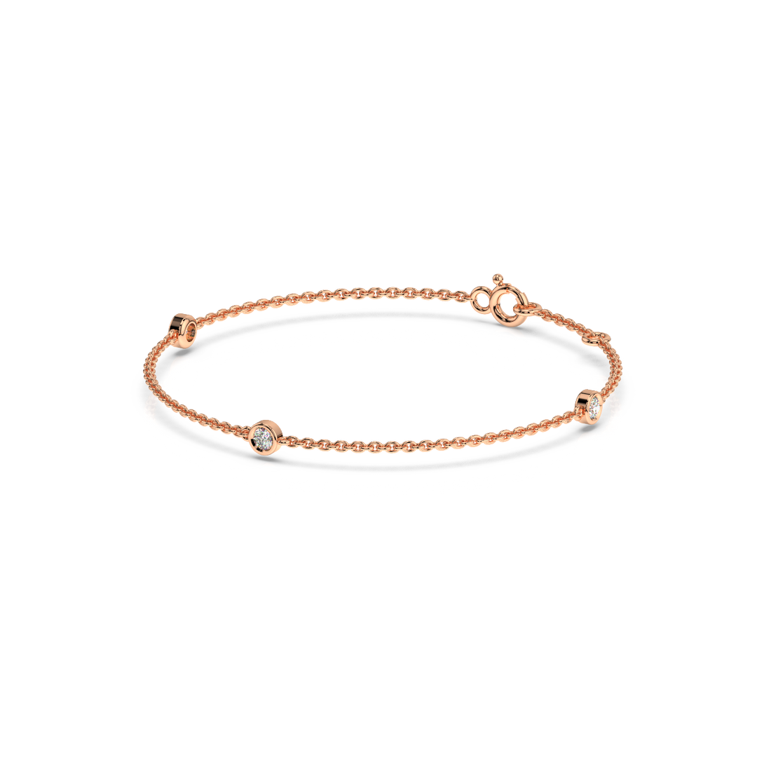 Bezel Set 3  Lab Grown Diamond Bracelet by Stefee