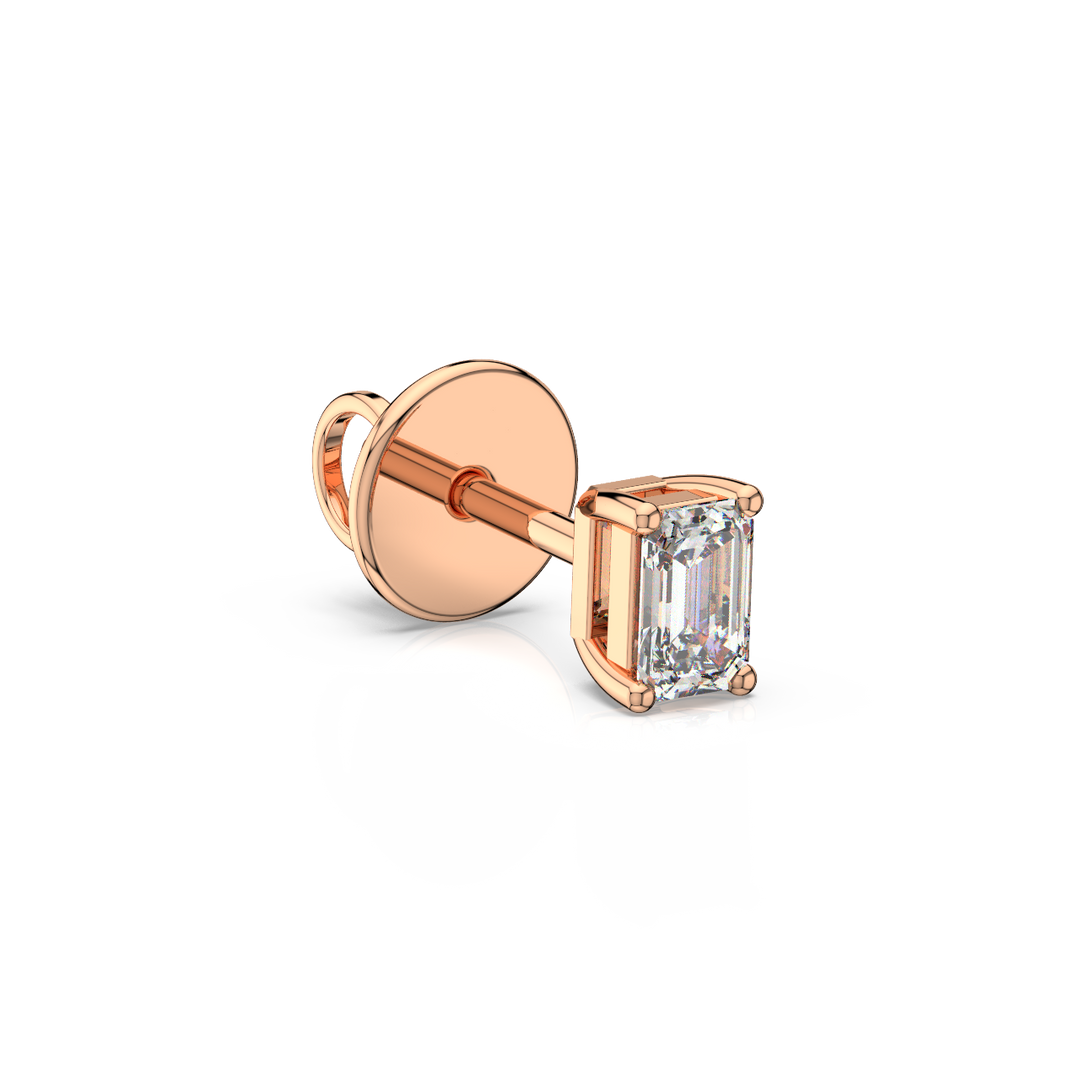 Solitaire Emerald Lab Grown Diamond Studs Earrings by Stefee