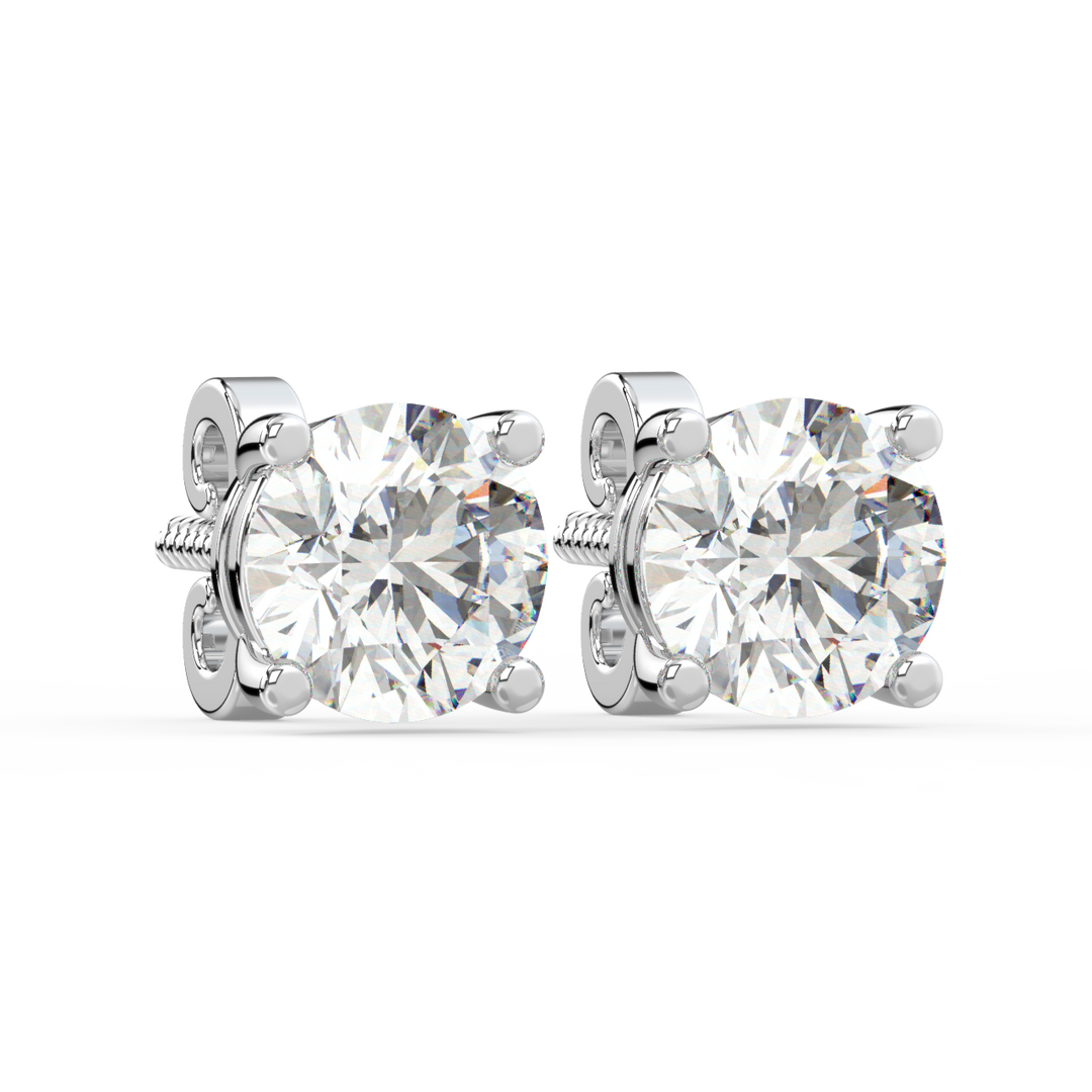 Solitaire Round Lab Grown Diamond Studs Earrings by Stefee