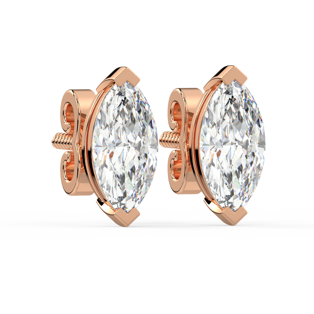 Solitaire Marquise Lab Grown Diamond Studs Earrings by Stefee