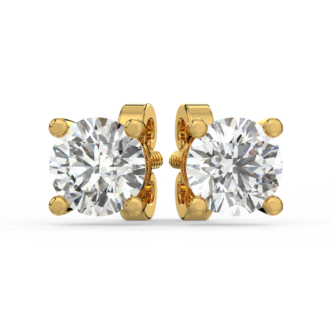 Solitaire Round Lab Grown Diamond Studs Earrings by Stefee