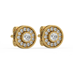 Load image into Gallery viewer, Trailing Round Halo Lab Grown Diamond Studs Earrings by Stefee
