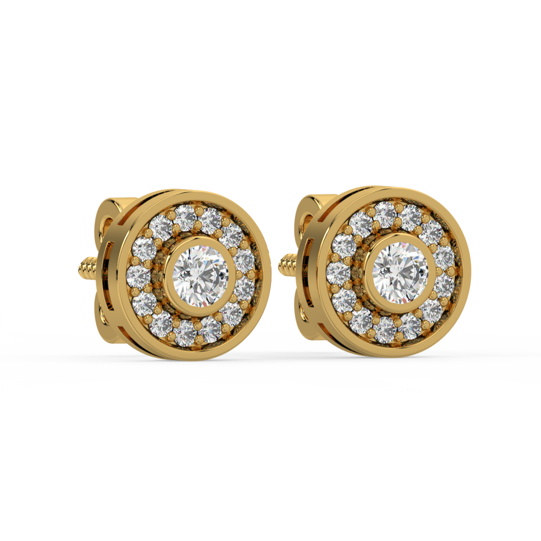 Trailing Round Halo Lab Grown Diamond Studs Earrings by Stefee