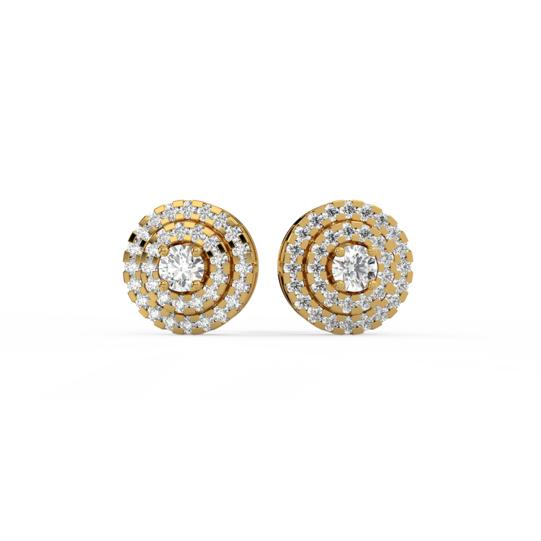 Double Round Halo Lab Grown Diamond Studs Earrings by Stefee