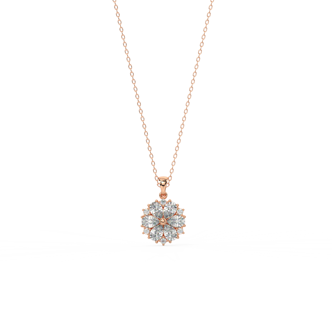 Floral Radiance  Lab Grown Diamond  Pendant Set by Stefee Jewels