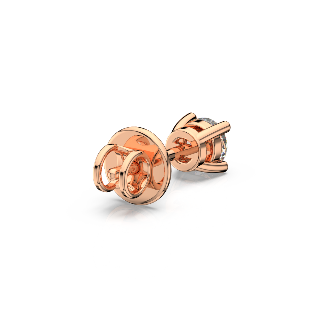 Solitaire Round Lab Grown Diamond Studs Earrings by Stefee