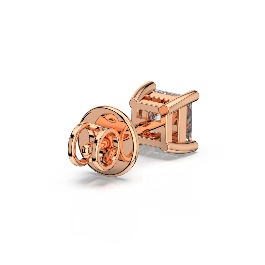 Solitaire Princess Lab Grown Diamond Studs Earrings by Stefee