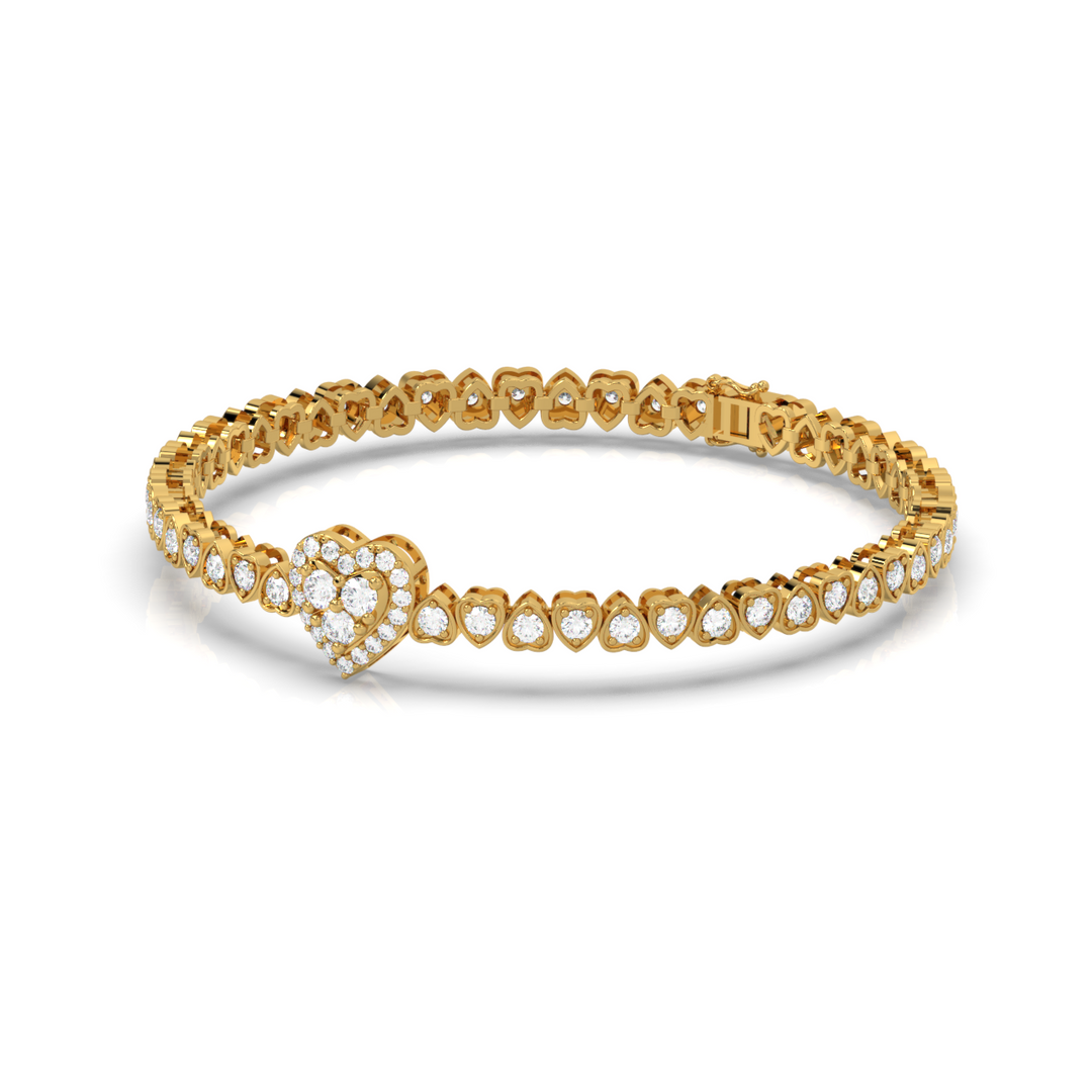 Heart Shaped Lab Grown Diamond Bracelet by Stefee Jewels