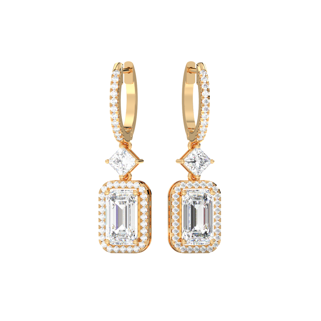 Emrald-Cut Drop  Lab Grown Diamond Earrings By Stefee Jewels