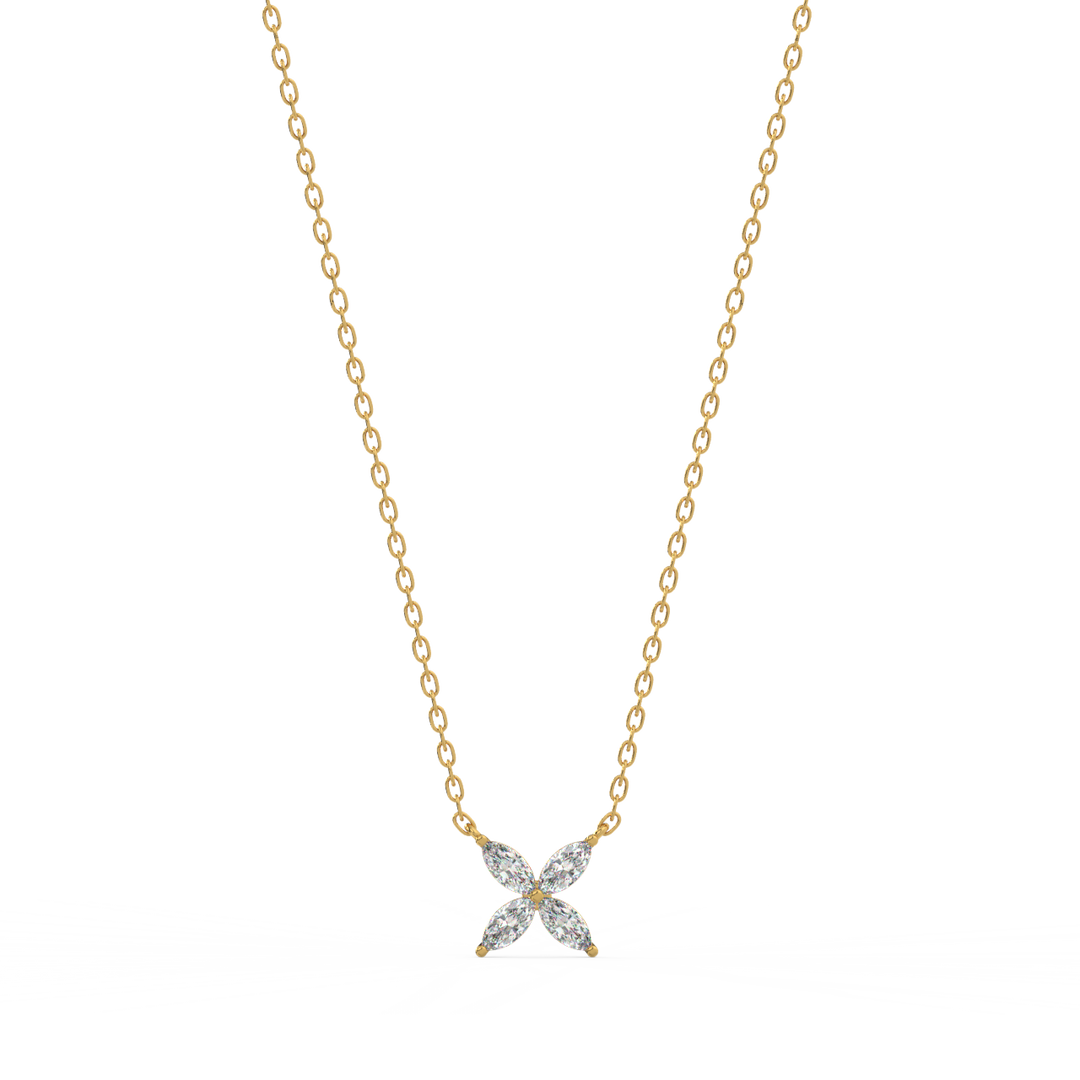 Marquise Flower Lab Grown Diamonds Necklace by Stefee