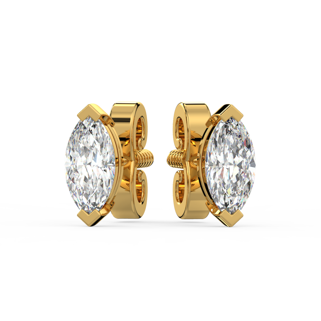 Solitaire Marquise Lab Grown Diamond Studs Earrings by Stefee