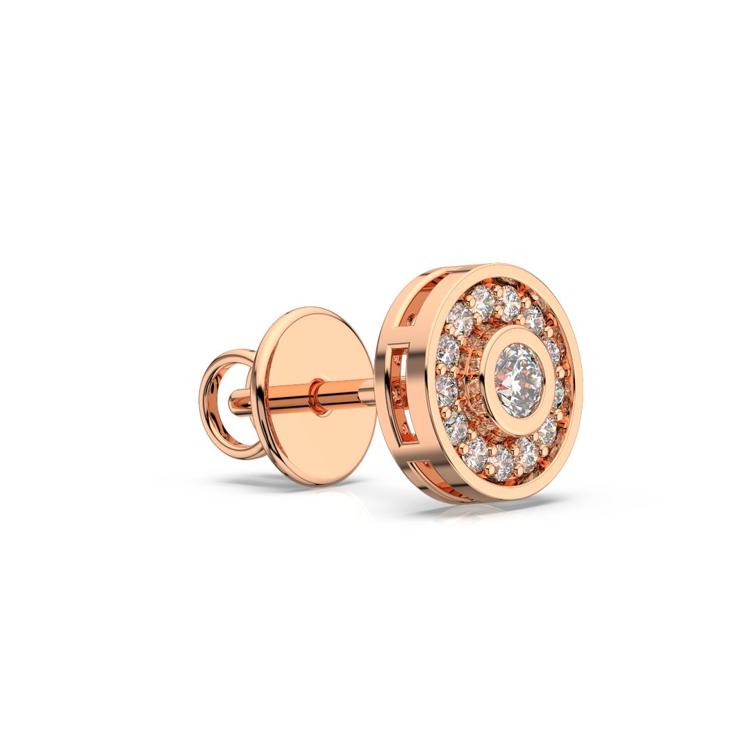 Trailing Round Halo Lab Grown Diamond Studs Earrings by Stefee