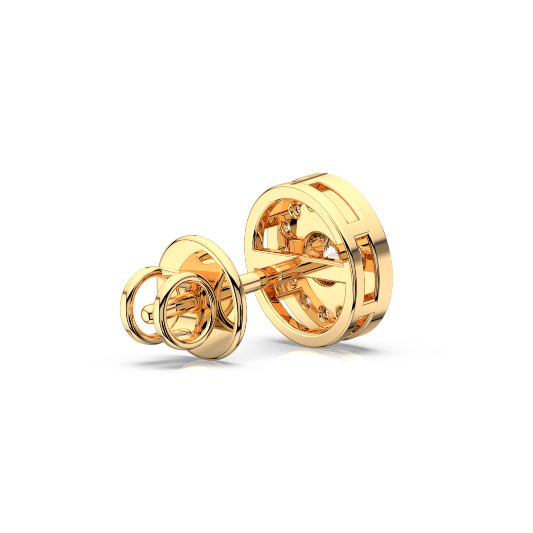 Trailing Round Halo Lab Grown Diamond Studs Earrings by Stefee