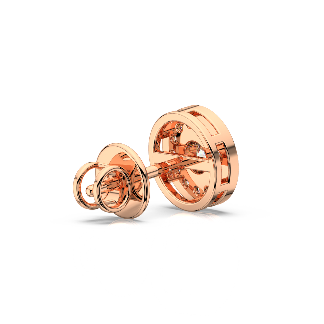 Trailing Round Halo Lab Grown Diamond Studs Earrings by Stefee