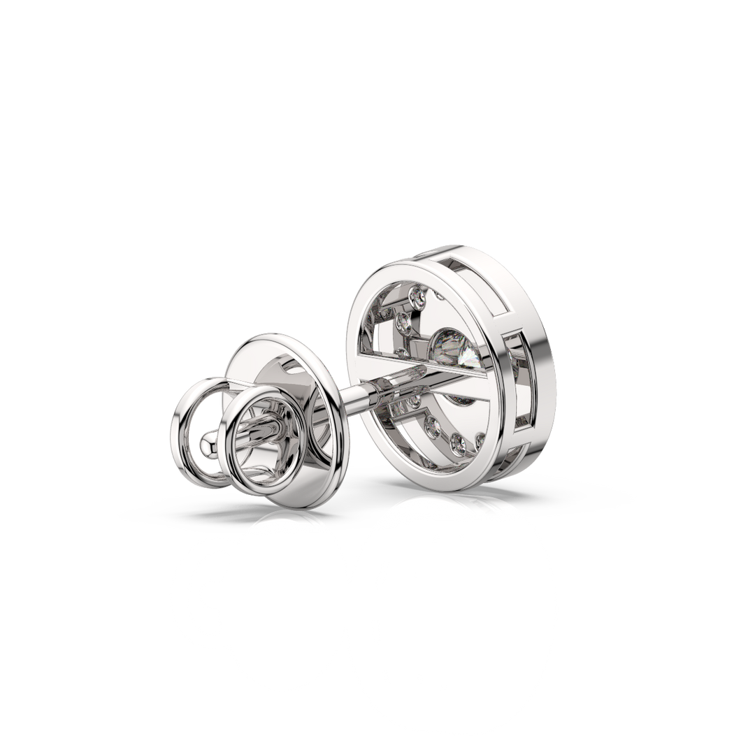 Trailing Round Halo Lab Grown Diamond Studs Earrings by Stefee