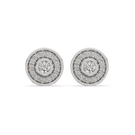 Load image into Gallery viewer, Trailing Round Halo Lab Grown Diamond Studs Earrings by Stefee