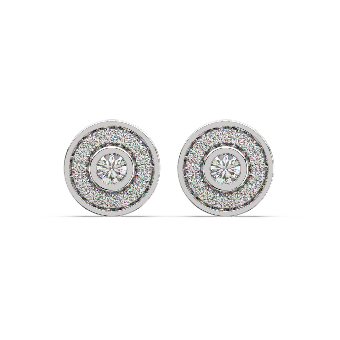 Trailing Round Halo Lab Grown Diamond Studs Earrings by Stefee