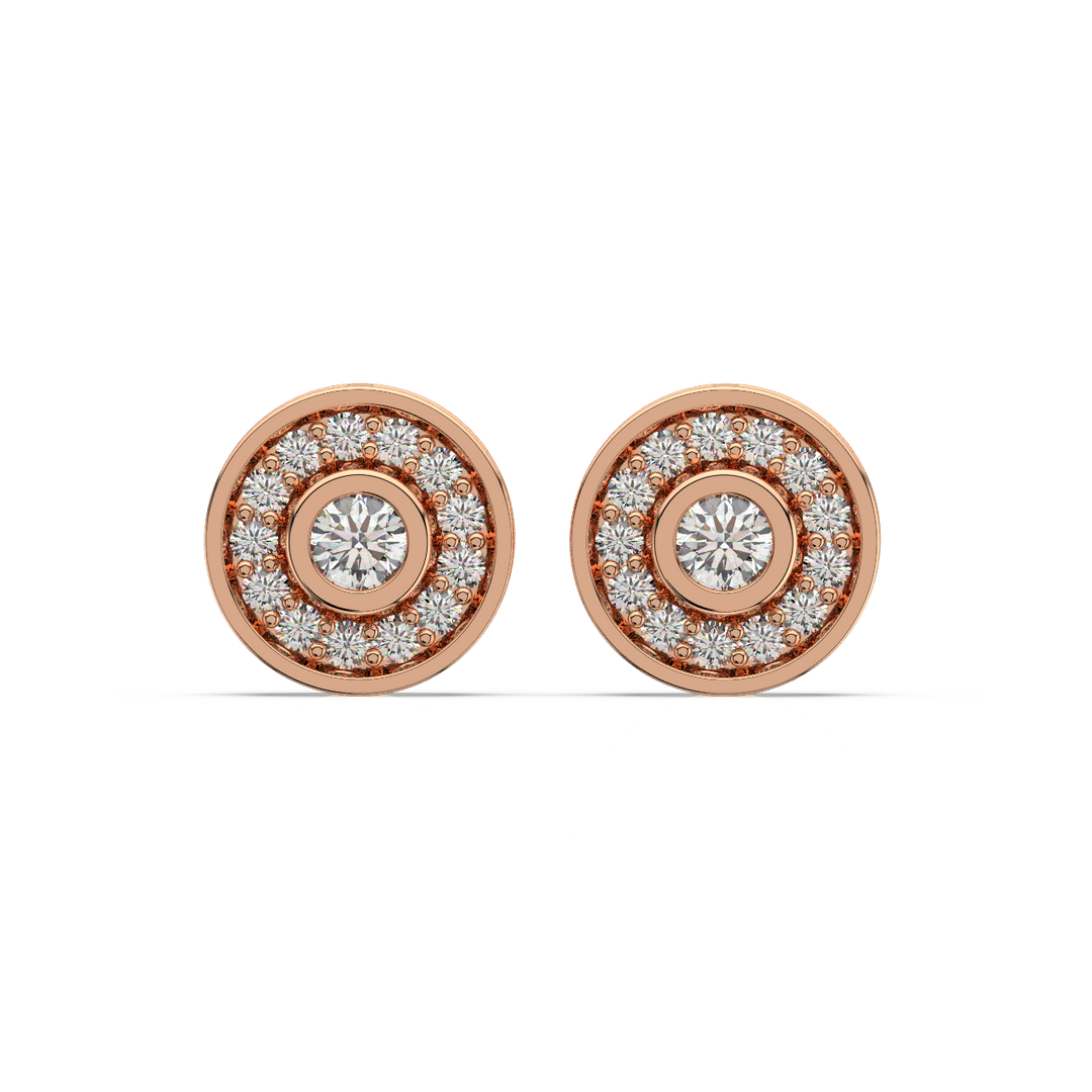 Trailing Round Halo Lab Grown Diamond Studs Earrings by Stefee