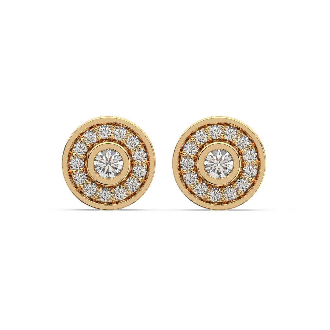 Trailing Round Halo Lab Grown Diamond Studs Earrings by Stefee