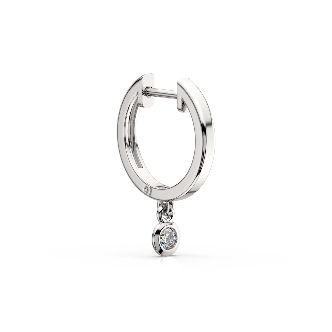 0.20 ct Lab Grown Diamond Bezel Drop Huggie Hoop Earring by Stefee Jewels