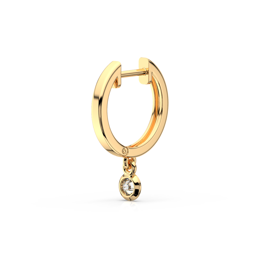 0.20 ct Lab Grown Diamond Bezel Drop Huggie Hoop Earring by Stefee Jewels