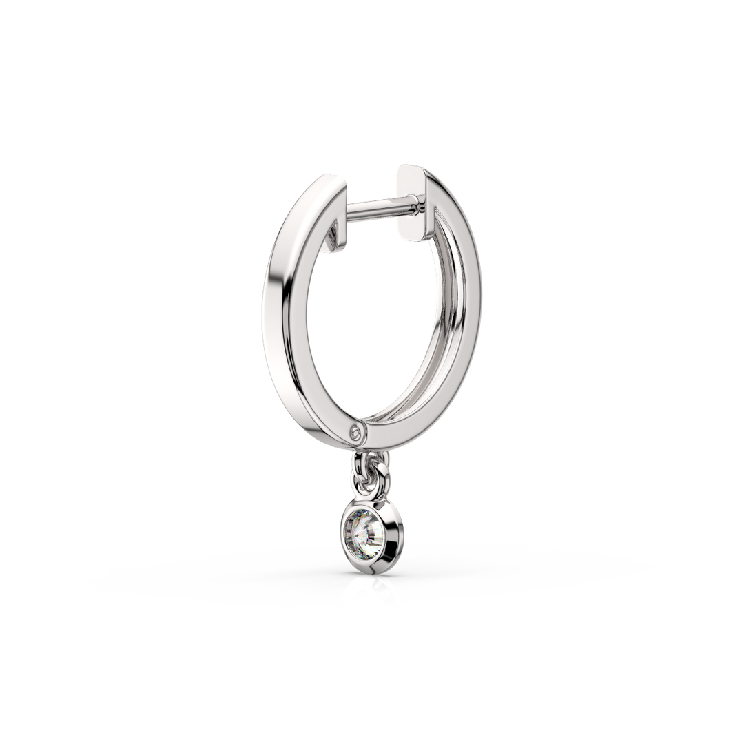 0.20 ct Lab Grown Diamond Bezel Drop Huggie Hoop Earring by Stefee Jewels