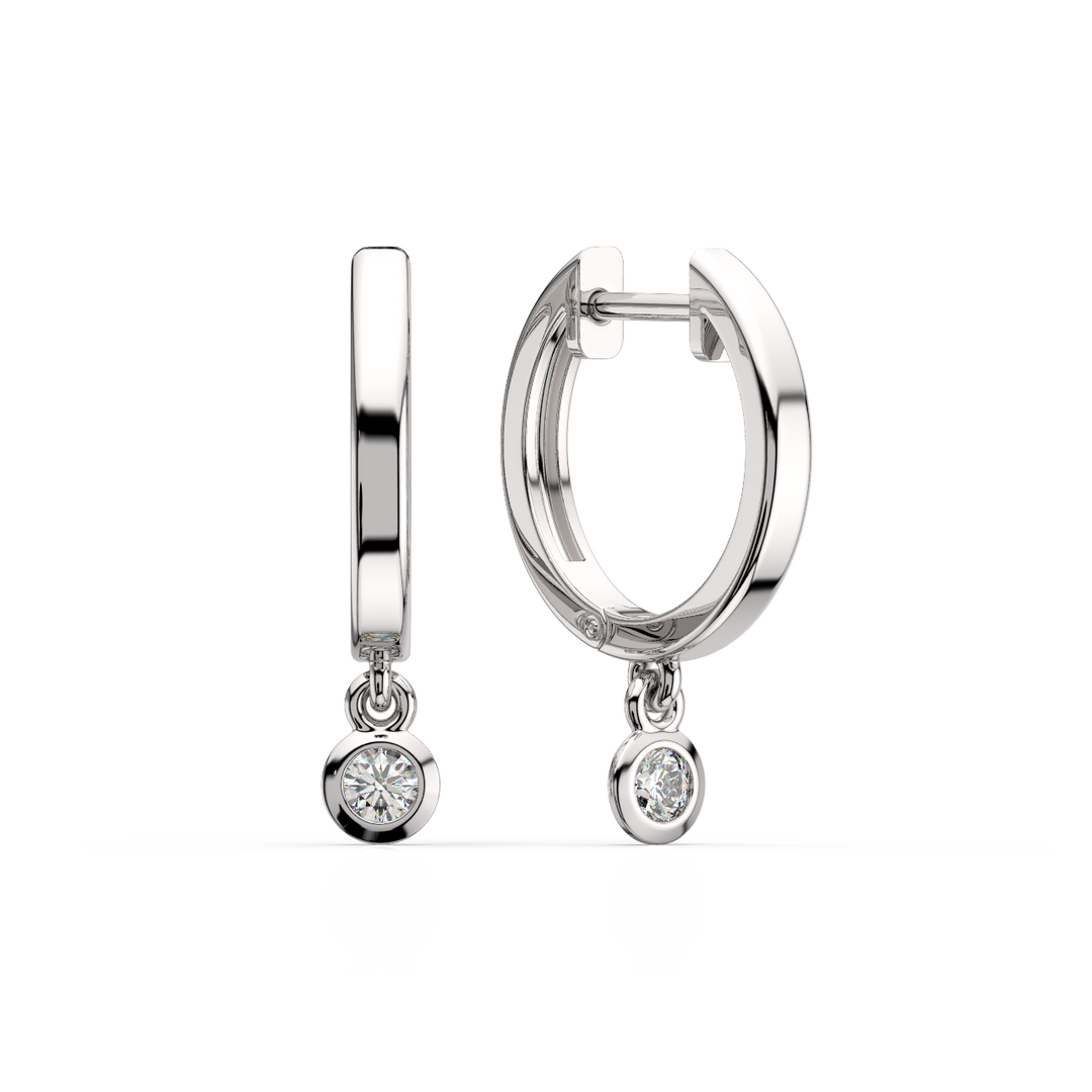 0.20 ct Lab Grown Diamond Bezel Drop Huggie Hoop Earring by Stefee Jewels