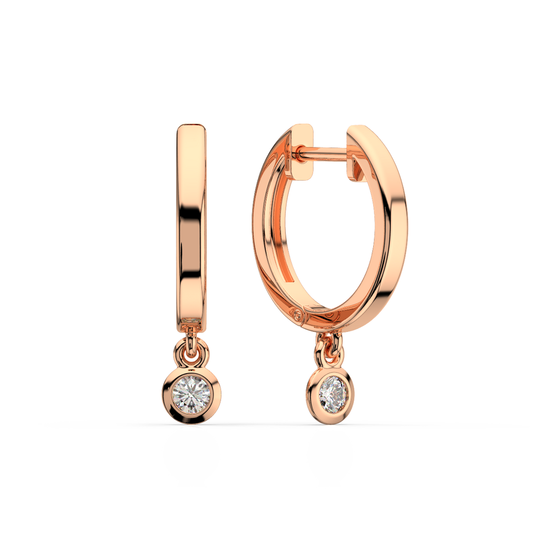 0.20 ct Lab Grown Diamond Bezel Drop Huggie Hoop Earring by Stefee Jewels