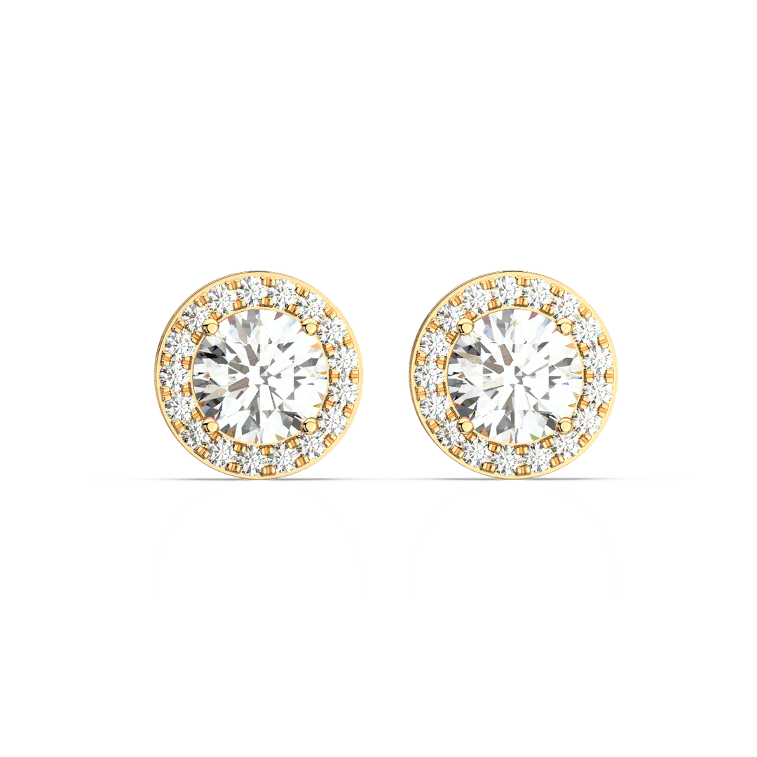 Round Halo Stud Diamond Earrings at 70000.00 INR in Surat | Clio Diamond