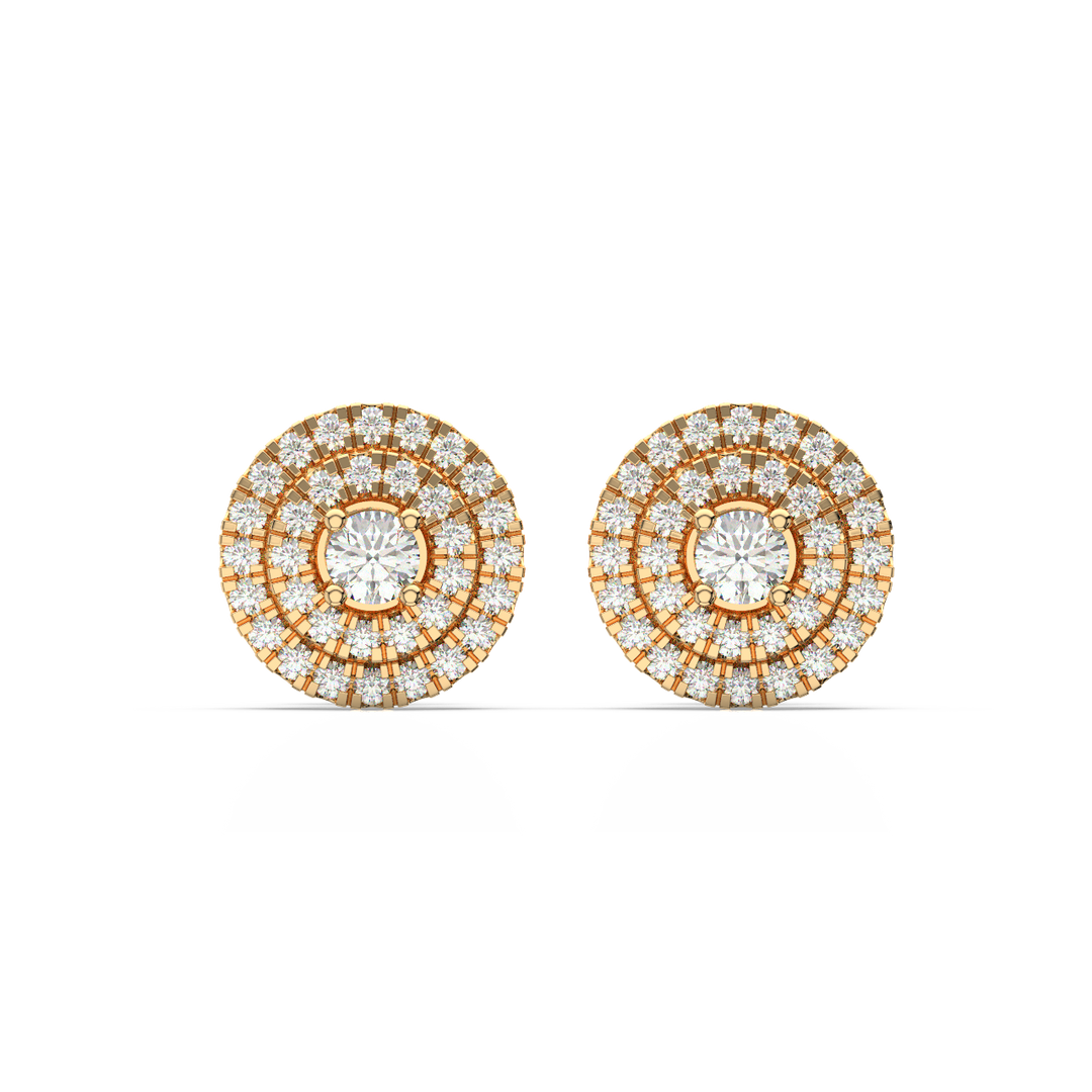 Double Round Halo Lab Grown Diamond Studs Earrings by Stefee