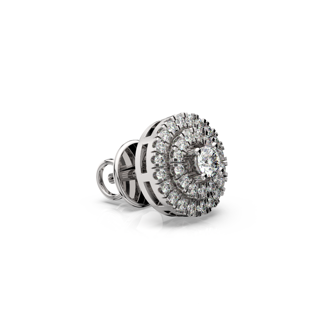 Double Round Halo Lab Grown Diamond Studs Earrings by Stefee