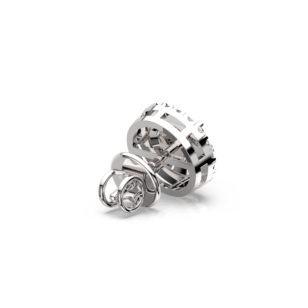 Double Round Halo Lab Grown Diamond Studs Earrings by Stefee
