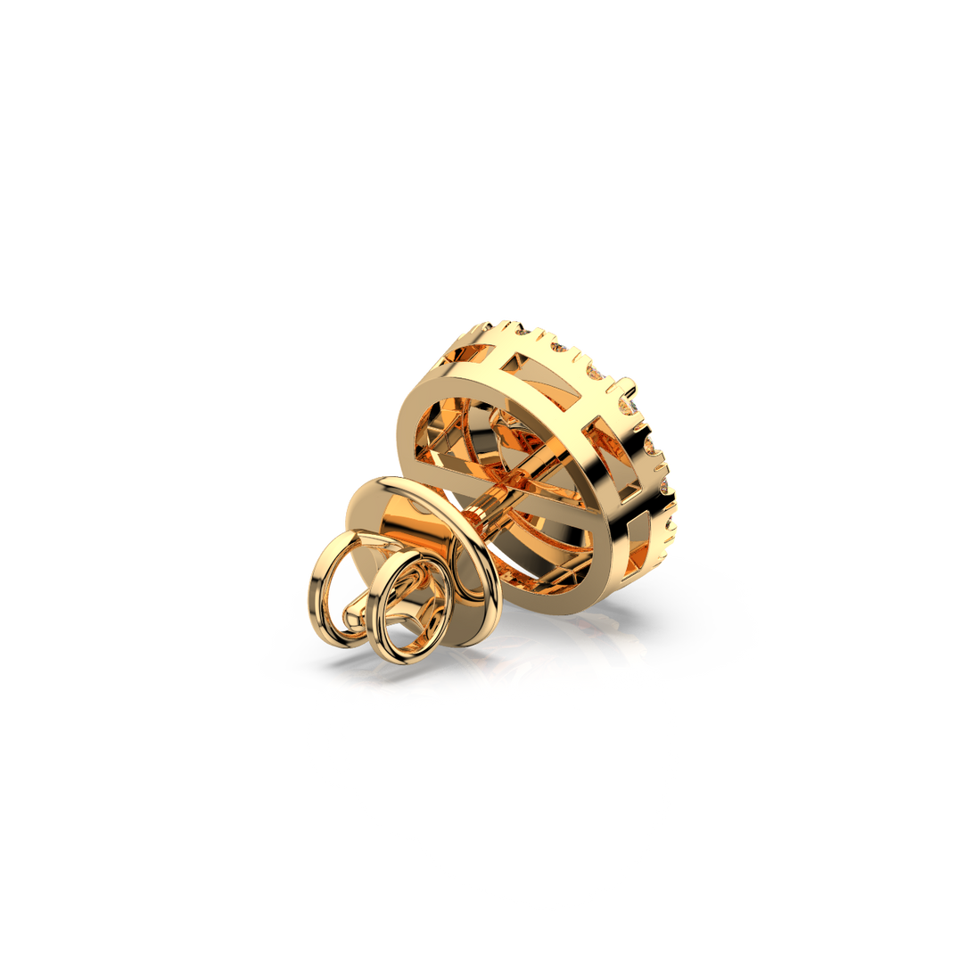 Double Round Halo Lab Grown Diamond Studs Earrings by Stefee