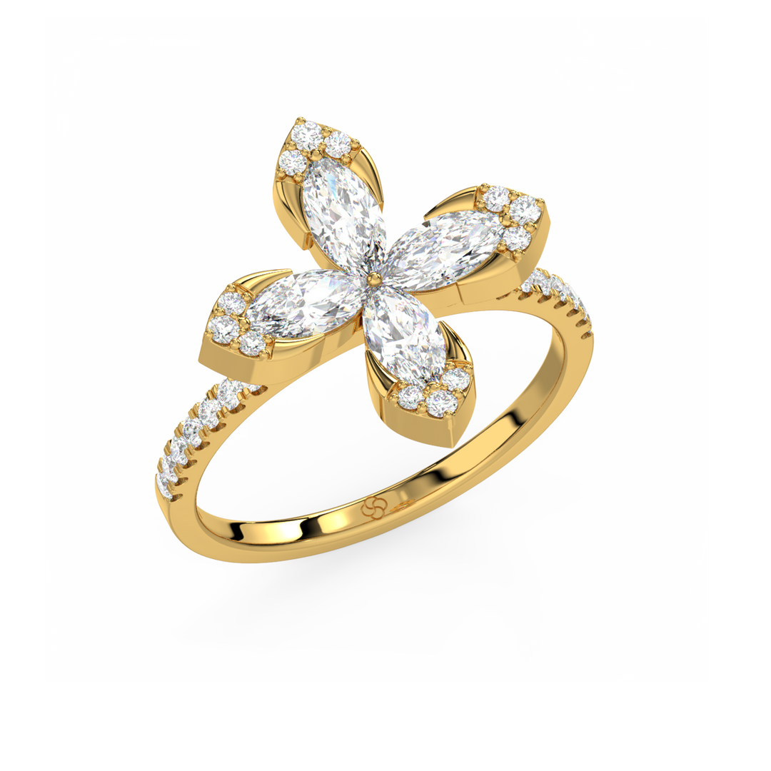 The 4- Lab Grown Diamond Petal  Ring by Stefee Jewels