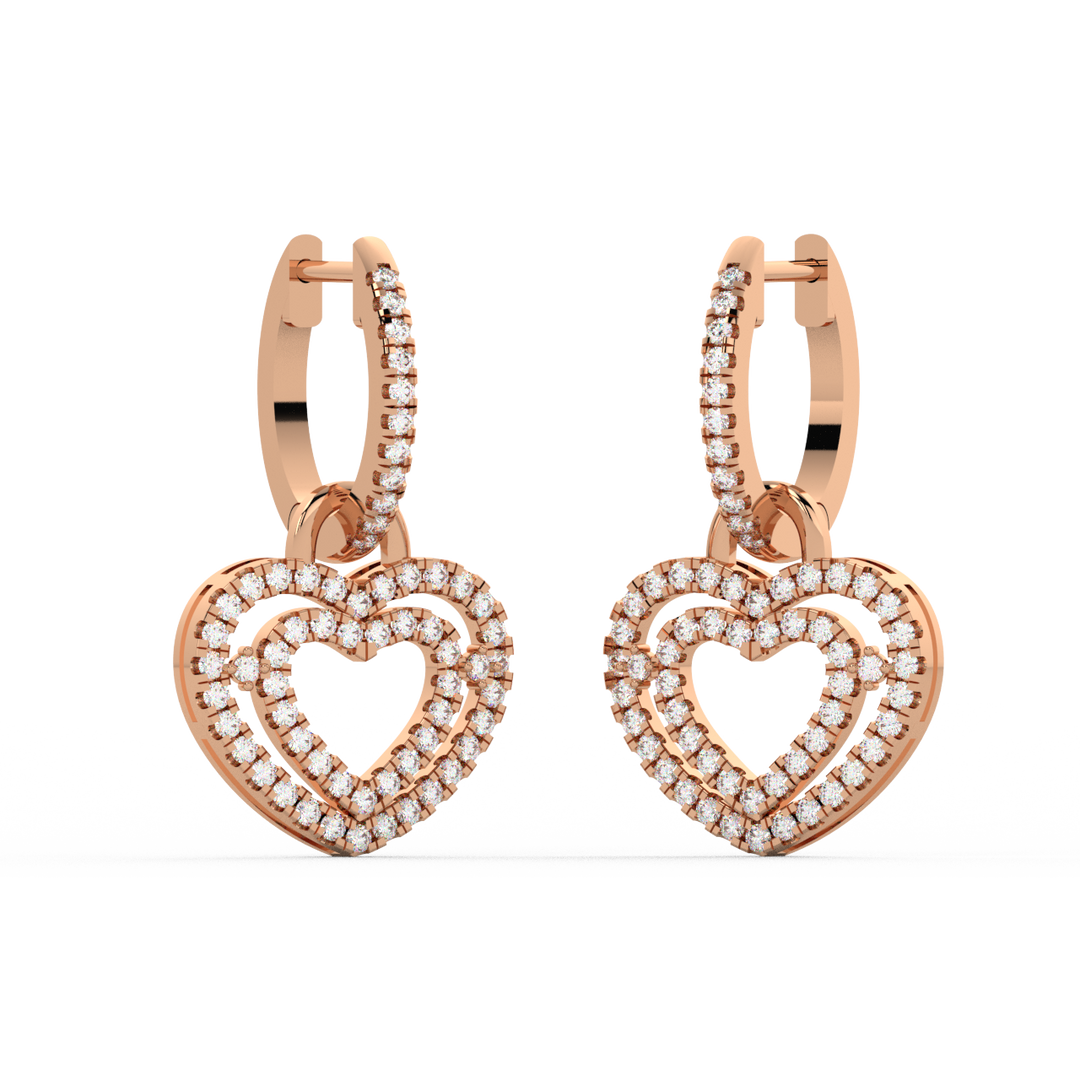 Dual Heart Lab Grown Diamond Drops By Stefee Jewels