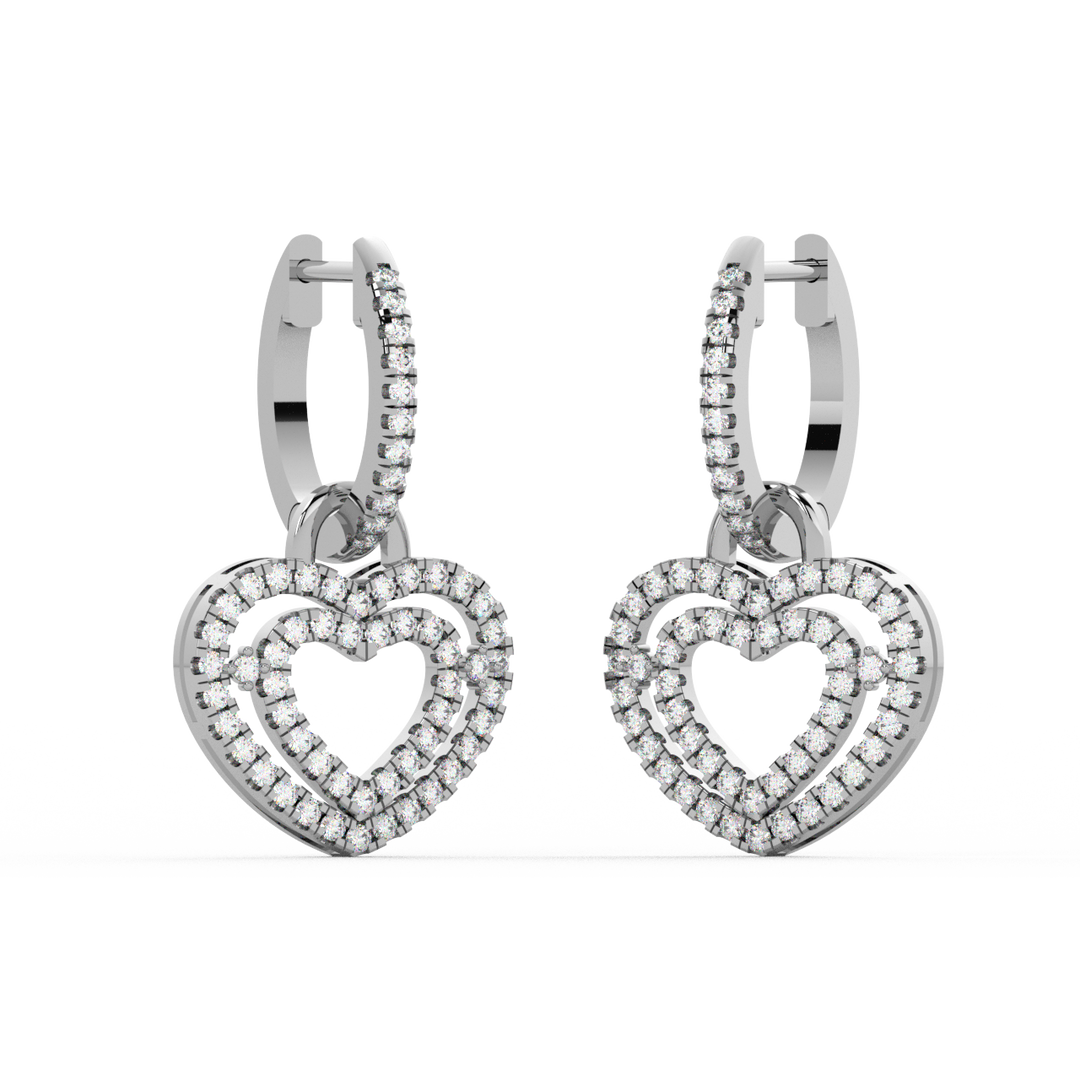 Dual Heart Lab Grown Diamond Drops By Stefee Jewels